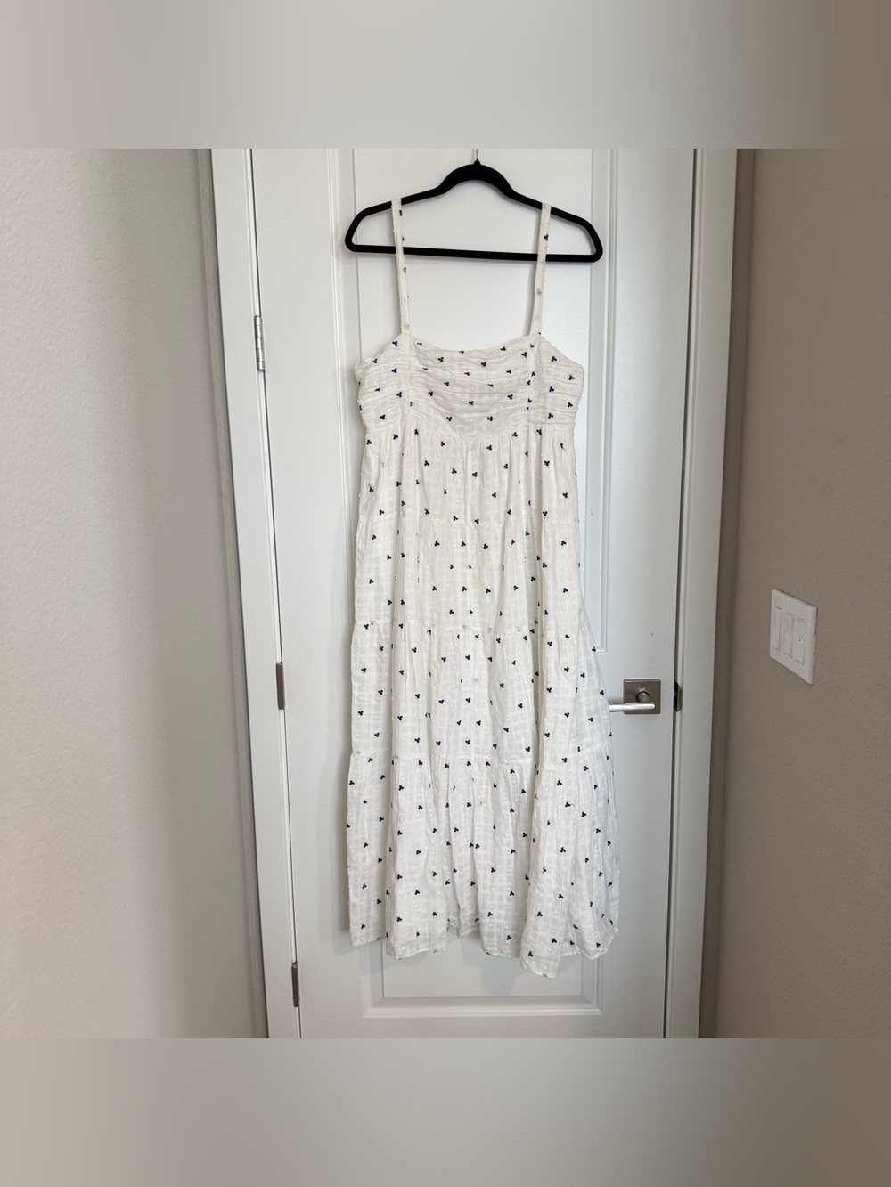 Zara White 100%  Cotton Embroidered Maxi Dress Size Large Cottagecore Boho Vacay